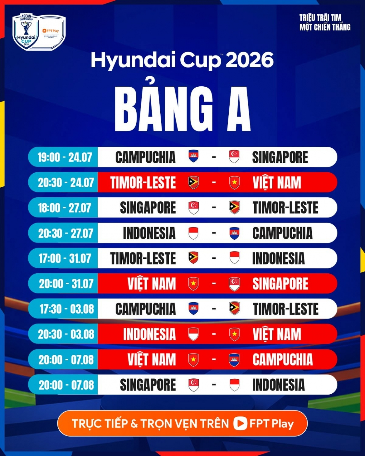 Lịch thi đấu ĐT Việt Nam tại AFF Cup 2026 và phân tích bảng A - OK9 3 Lịch thi đấu ĐT Việt Nam tại AFF Cup 2026 và phân tích bảng A - OK9